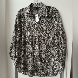 Banana Republic Leopard Animal Print Silk Top NWT